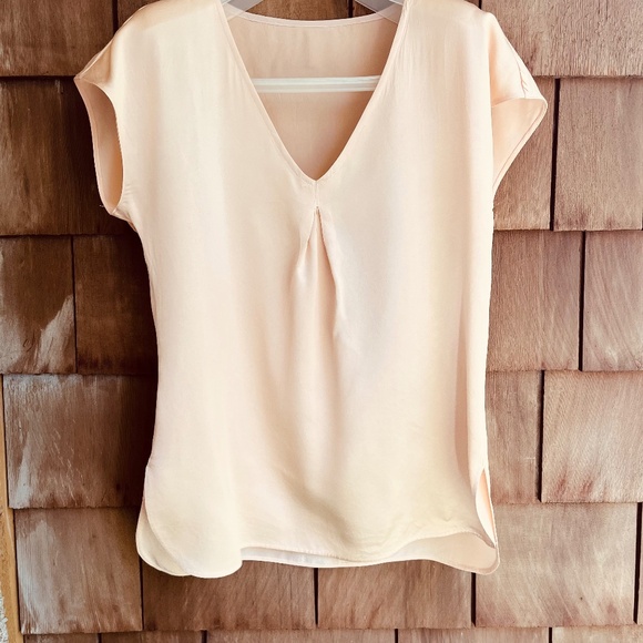 Tops - Basic Apricot Satin Sleeveless Loose Fit Top